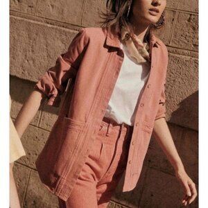 Sézane Will Jacket Dusty Rose Cotton Blend Button Front SZ. Large